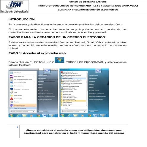 Pasos para crear una cuenta de correo electronico en hotmail | PPTX