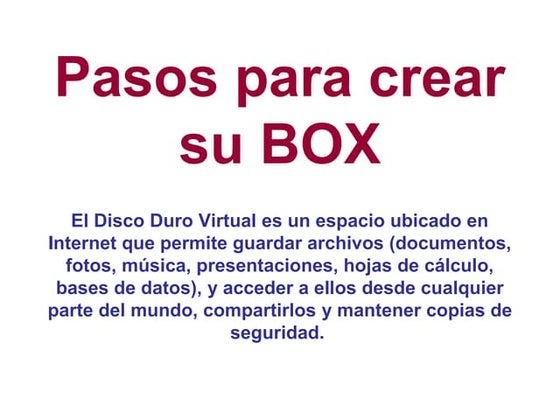 Pasos para crear su box