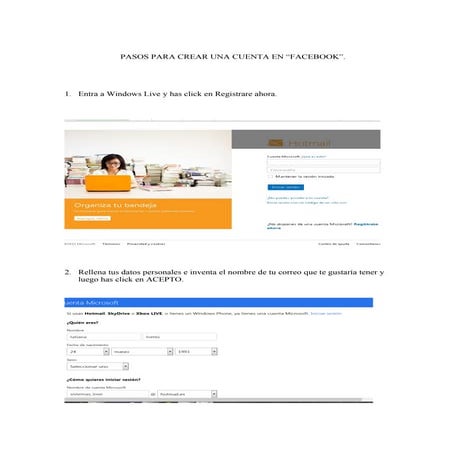 Pasos para crear una cuenta en facebook | PPTX