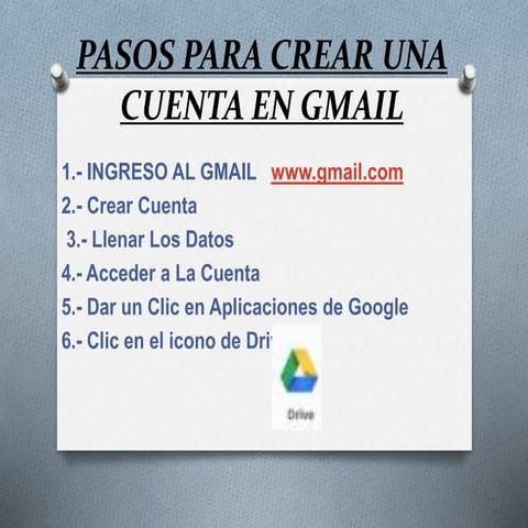 Pasos para crear una cuenta en gmail | PPTX