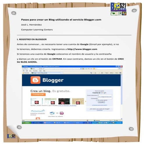 Pasos para crear un blog en blogger.com