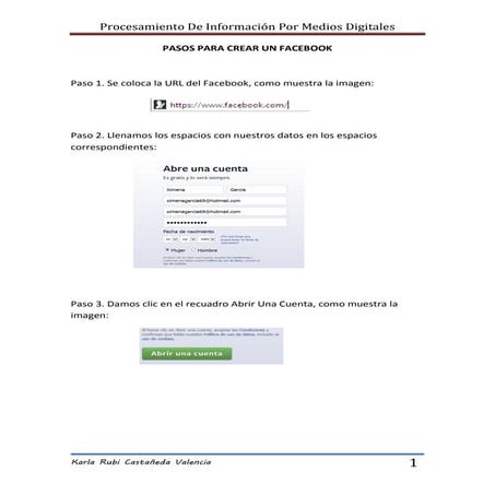 Pasos para crear un facebook | PDF