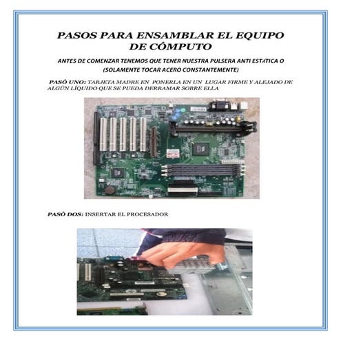 Pasos para ensamblar el equipo de cómputo