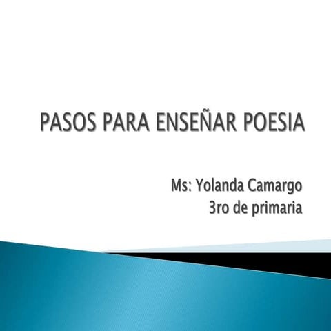 Pasos para enseñar Poesía