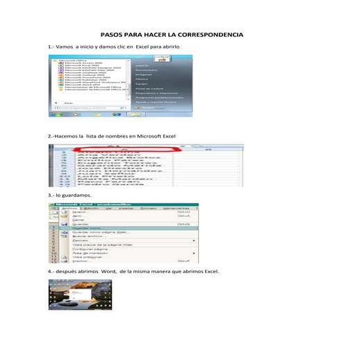 Pasos para combinación de correspondencia entre excel y word | PDF