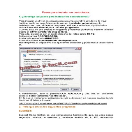 Pasos para instalar un controlador 