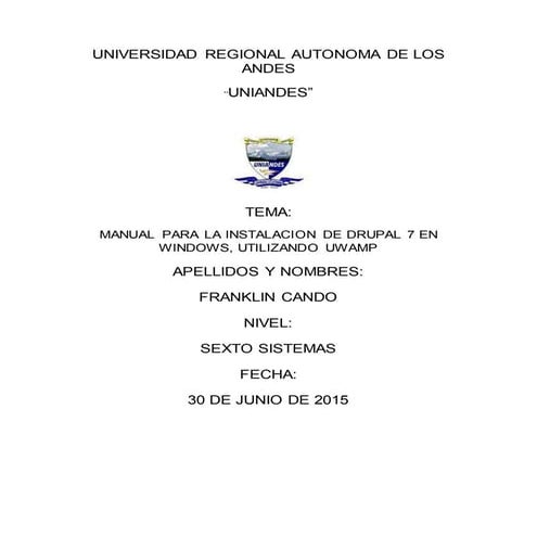 Pasos para la instalacion de drupal 7