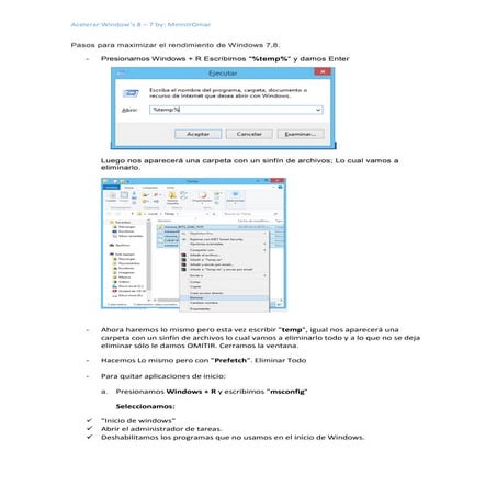 Pasos para maximizar el rendimiento de windows 8,7 - 2014 | PDF