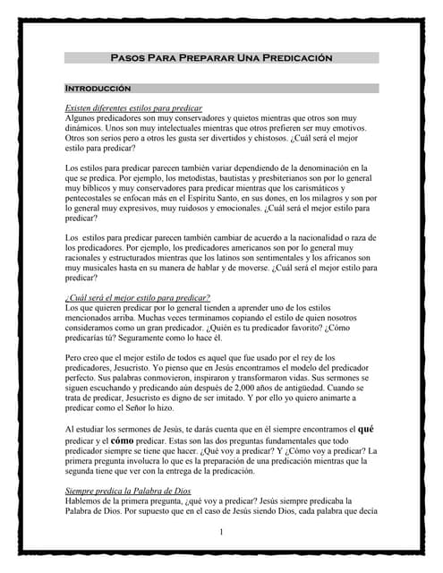 Pasos Para Preparar Una Predicación Pasos Para Preparar Una Predicación
