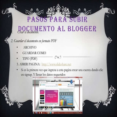 Pasos para subir documento al blogger