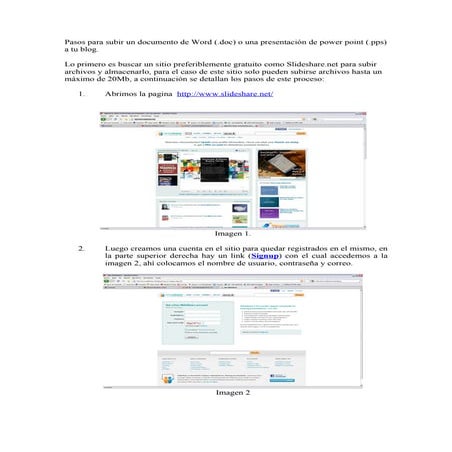 Pasos para subir un documento de word