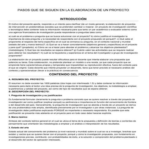 Pasos que se siguen en la elaboracion de un proyecto