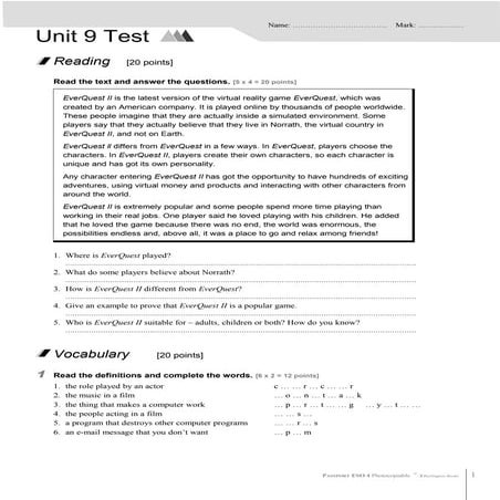 4ESO UNIT 9 - TEST 3 | DOC