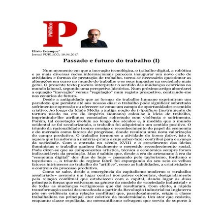 Passado e futuro do trabalho (I)