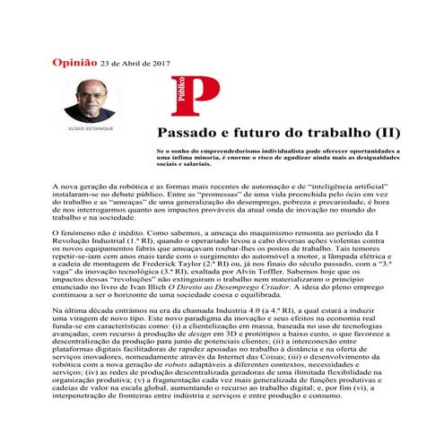 Passado e futuro do trabalho (II)