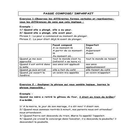 Passe compose imparfait (gpt) | PDF