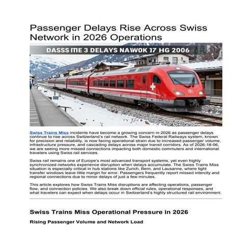 Rising Passenger Delays and Missed Connections in Swiss Rail Network ...