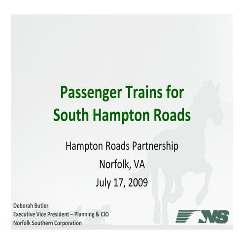 Passenger Trains For South Hampton Roads Norfolk Southern 7 17 09