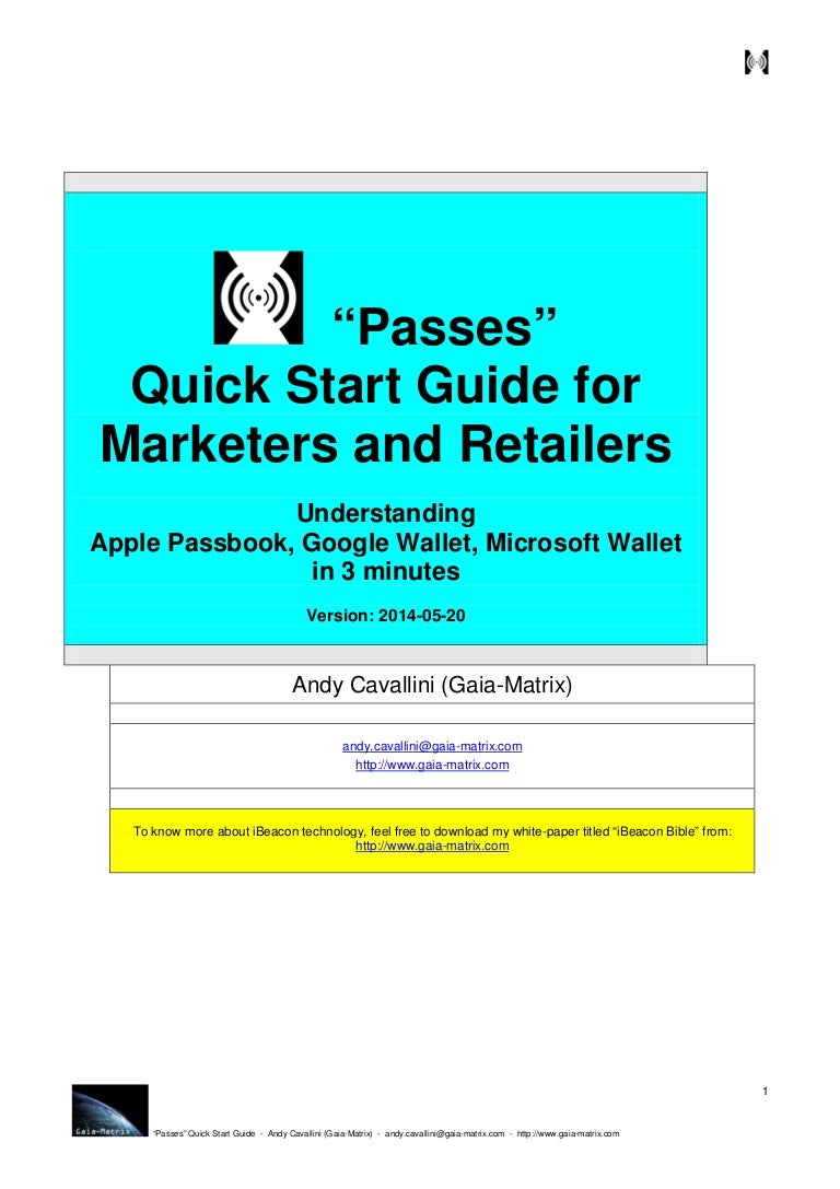 "Passes" Quick Start Guide for Marketers and Retailers