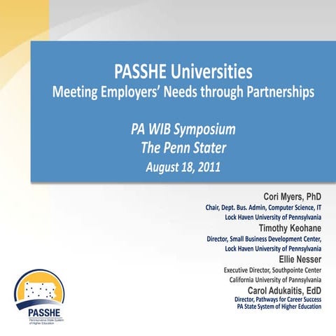 Session, PASSHE Universities - Carol Adukaitis, Cori Myers, Tim Keohane & Ell...
