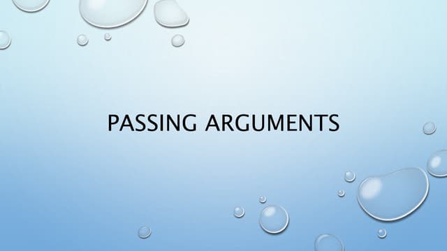 Passing Arguments