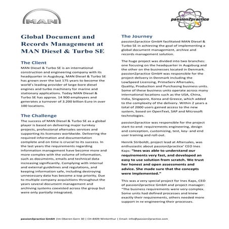 passion2practice success story at MAN Diesel&Turbo SE
