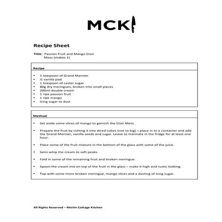 Passion fruit and mango eton mess