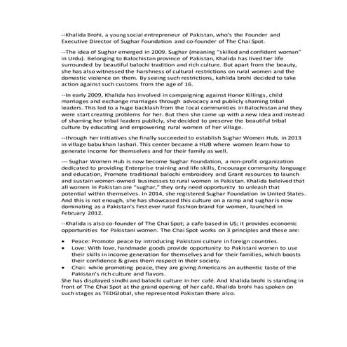 KHALIDA BROHI; WOMAN ENTREPRENEUR,WHO INSPIRES THE MOST