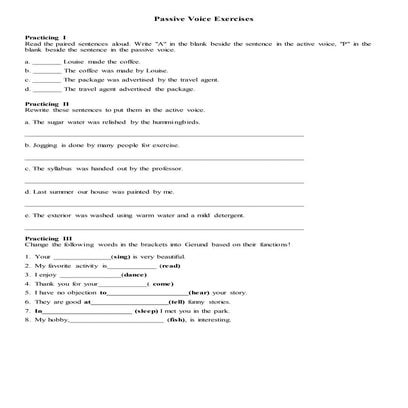 Passive voice exercises