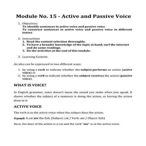 Module in Active and Passive Voice
