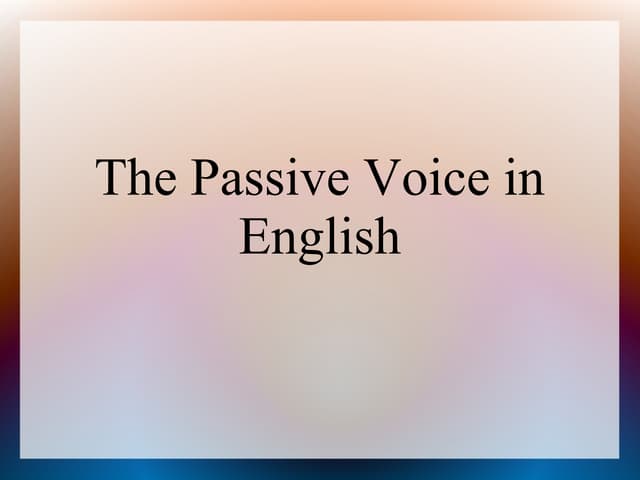 Passive voice
