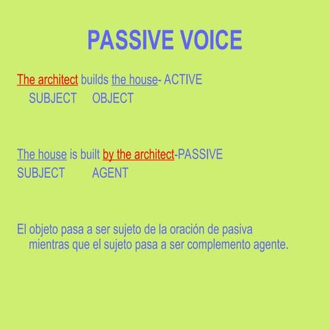 LA VOZ PASSIVA INGLÉS 3 4 ESO OBJETO DIRECTO E INDIRECTO | PPT