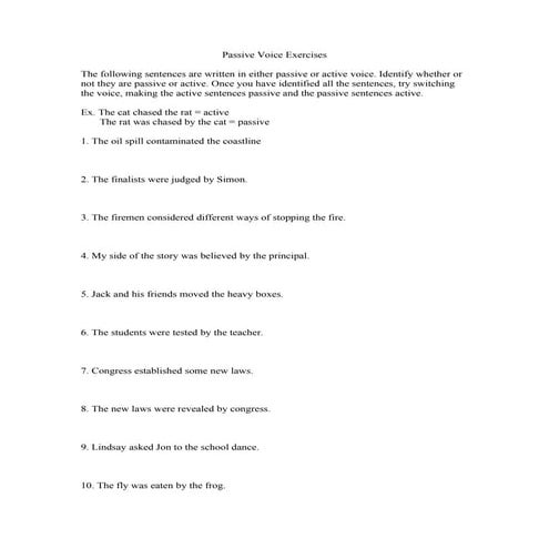 Passive voice exercises