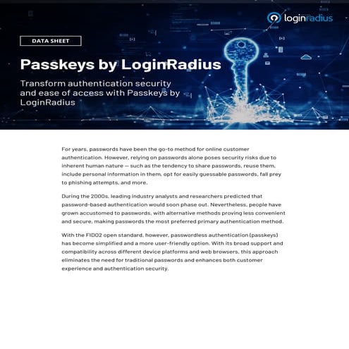 Secure Authentication Passkeys by LoginRadius
