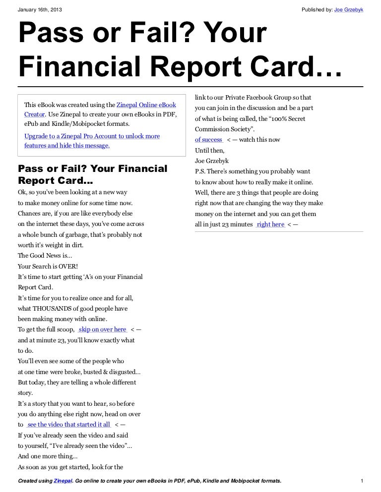Pass or fail your financial report card…