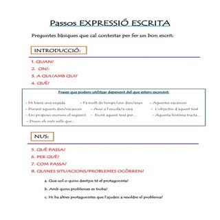 Passos expressió escrita