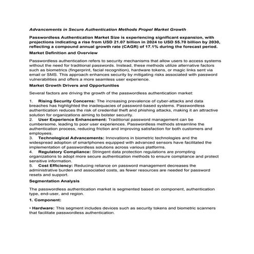 Passwordless Authentication Market Size and Trends Shaping the Future | PPT