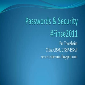 Passwords & security