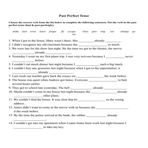 Past perfect exercises-students