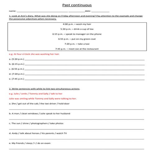 Past continuous handout