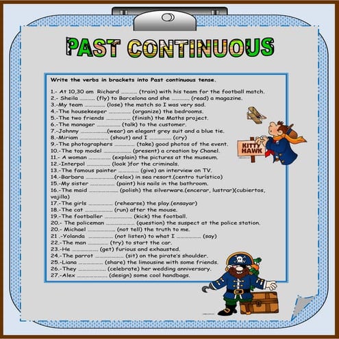 Past continuous tense . 2