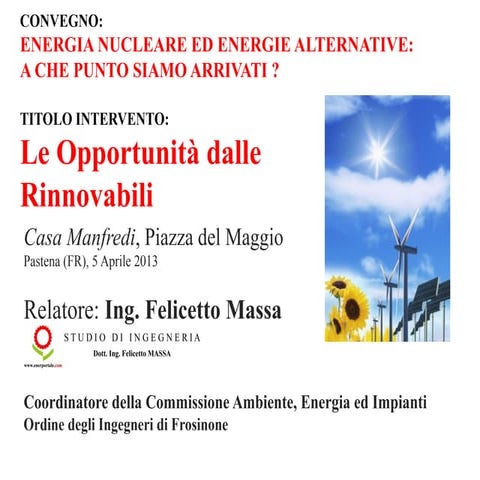 Le Opportunità dalle Rinnovabili