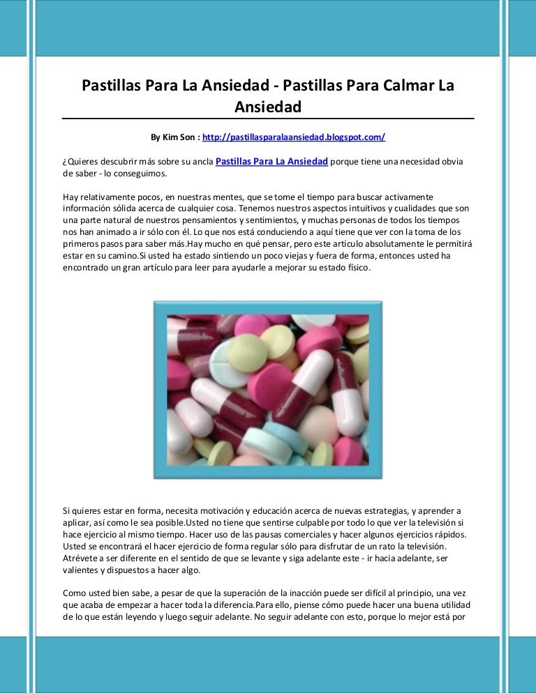Pastillas para ansiedad