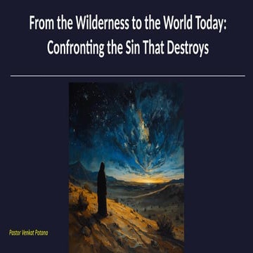 From the Wilderness to the World Today: Confronting the Sin That Destroys