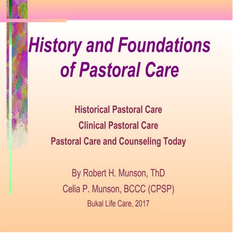 History and Foundations of Pastoral Care