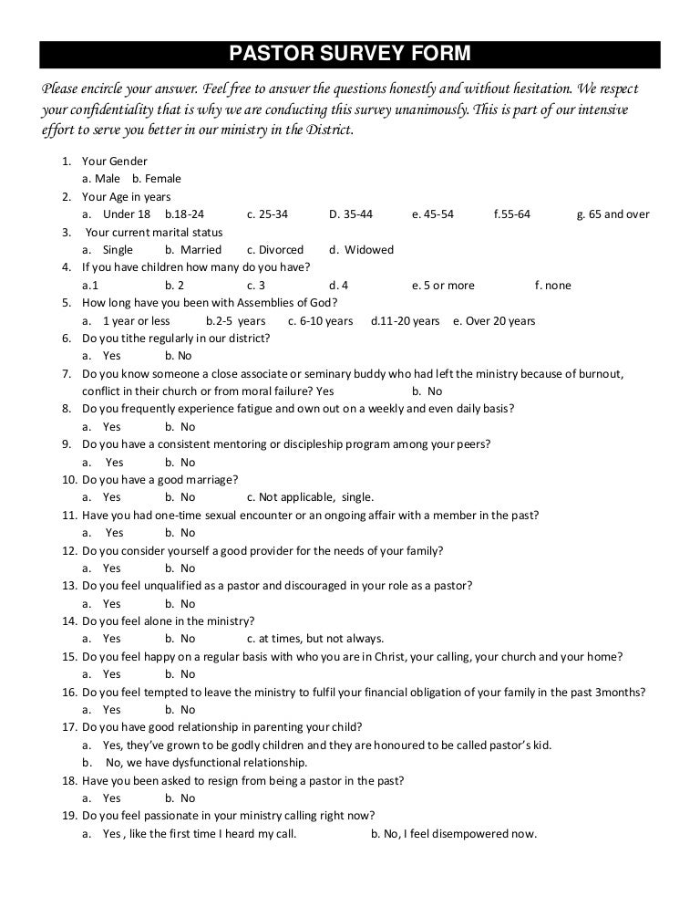 Pastor Survey Form