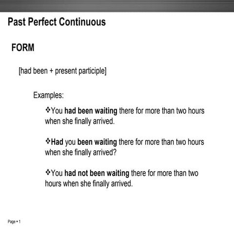 Past Perfect Continuous