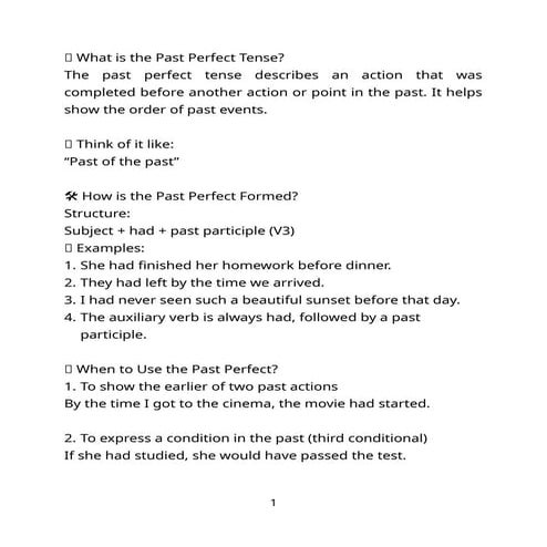 The past perfect tense | PPT