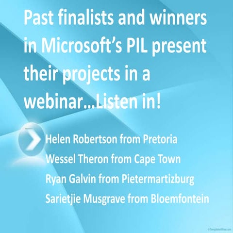 Past PIL winners in South Africa Part 3 -  webinars