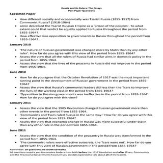 Russia Past questions bank